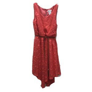 Emily West Girls 12 Coral Asymetrical Southwest Design Leather Belt dress